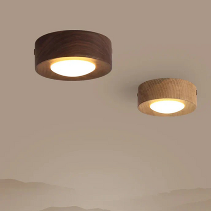 Walnoot Houten Plafondlamp met LED Spotlight
