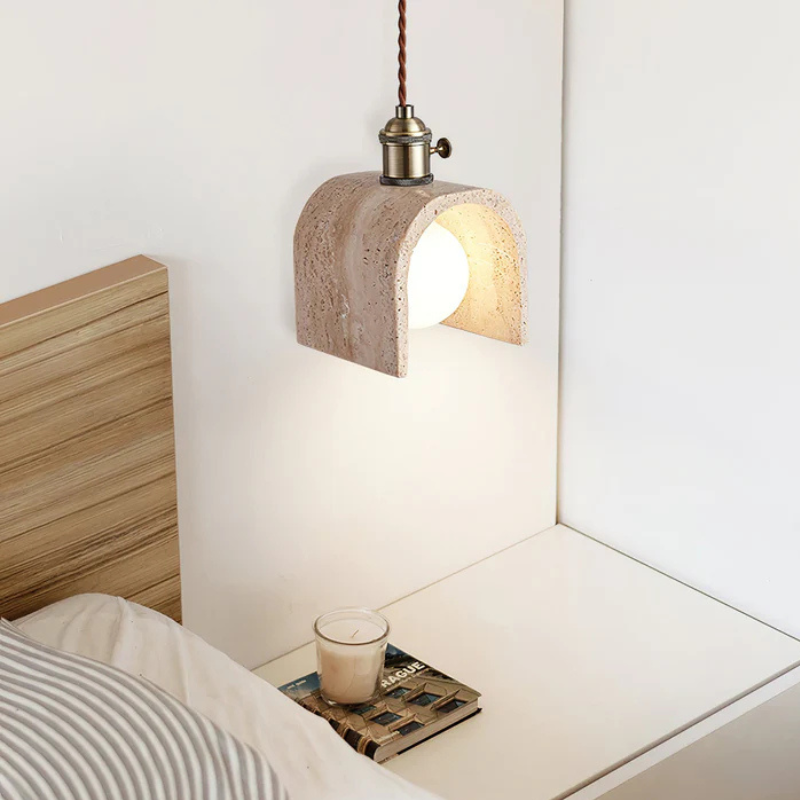 Hanglamp van Geel Travertijn en Goud