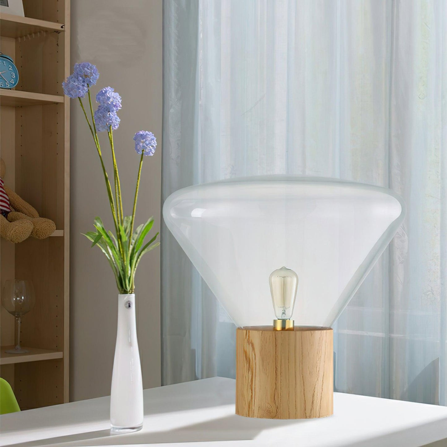 Stijlvolle Glas & Hout Combinatie Tafellamp
