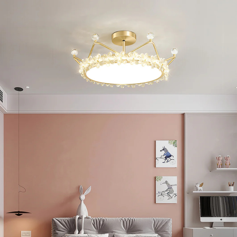 Bloem Bladkroon Plafondlamp met  Gouden Afwerking