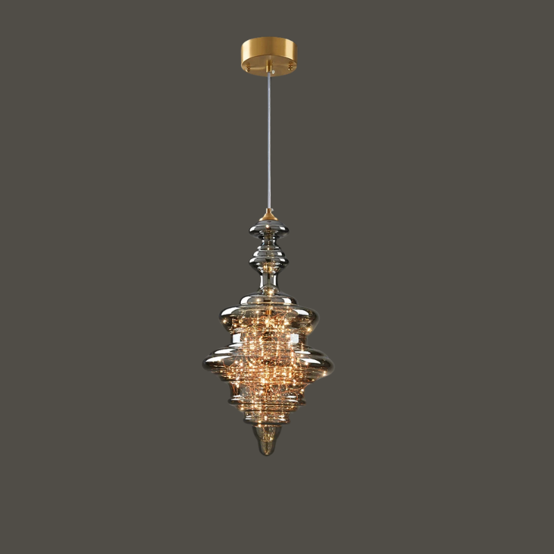 Moderne Grijze Glas Hanglamp met Sterrenhemel Effect