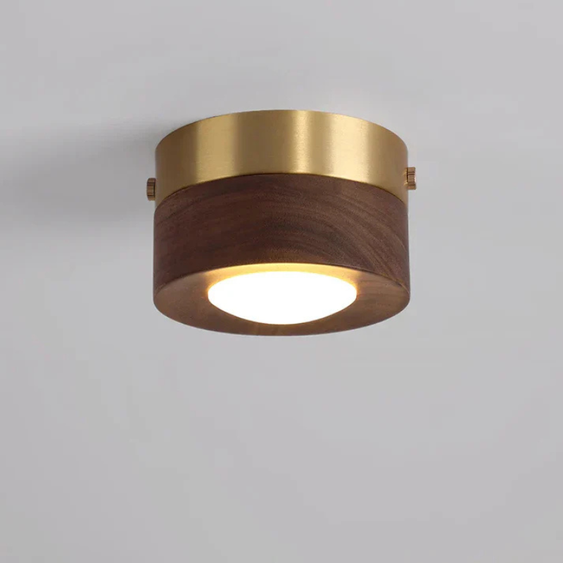 Walnoot Houten Plafondlamp met LED Spotlight