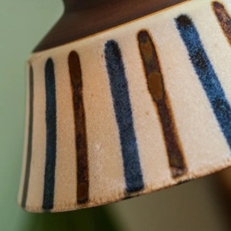 Vintage Keramieken Hanglamp met Koperaccent