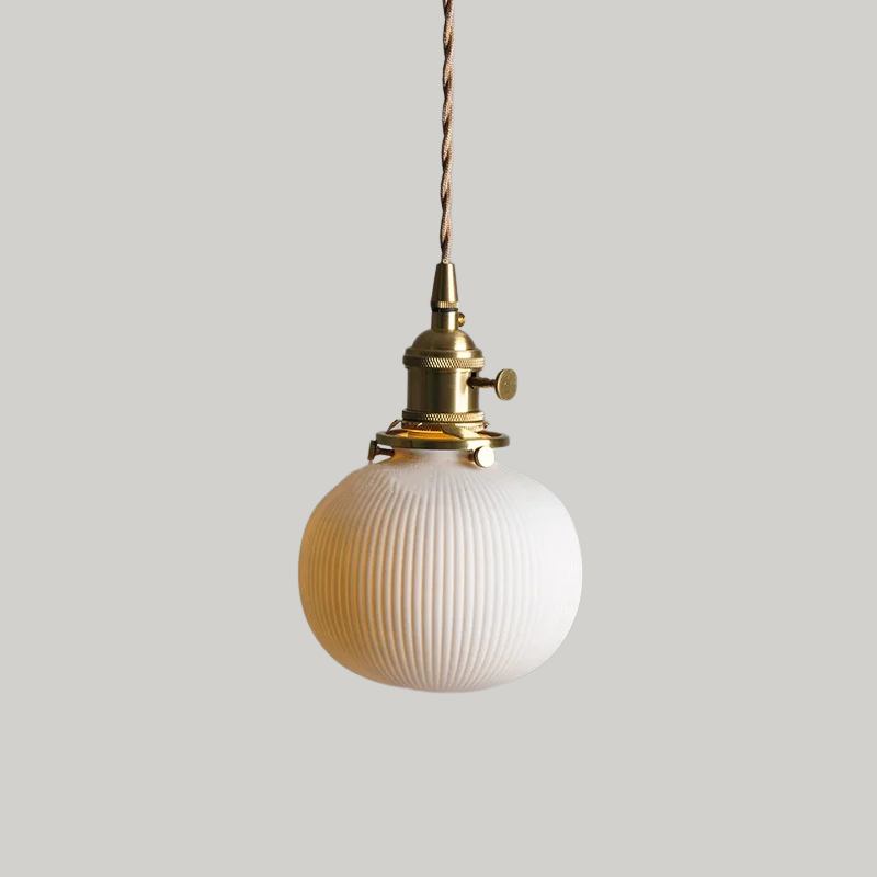 Scandinavische Keramische LED Hanglamp met Walnoothout