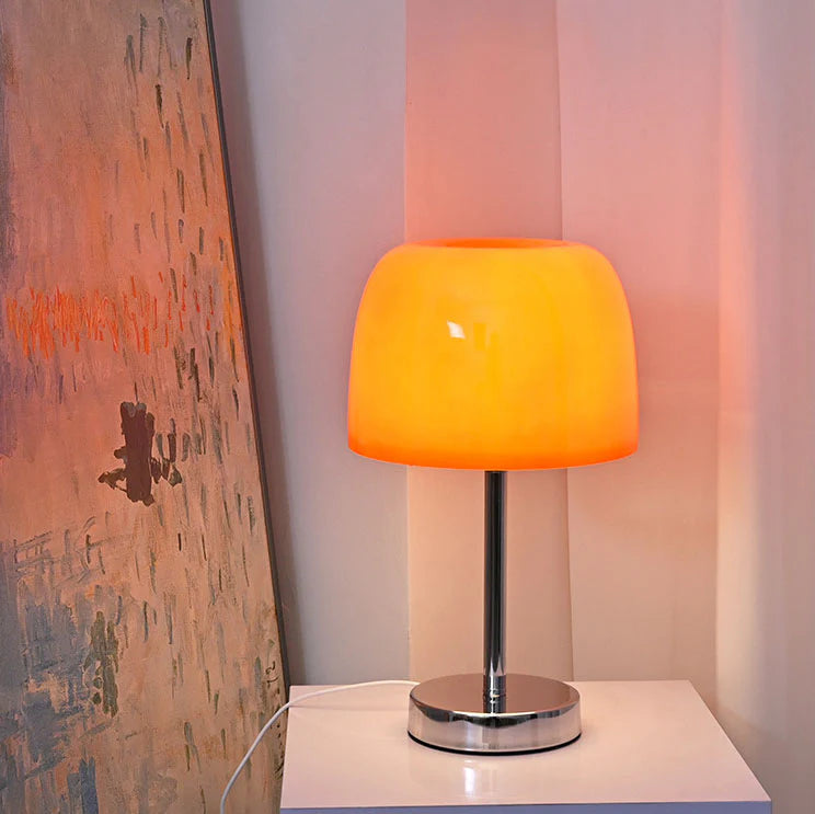 Glazen Paddenstoel Tafellamp met Warm LED Licht