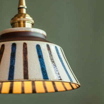 Vintage Keramieken Hanglamp met Koperaccent