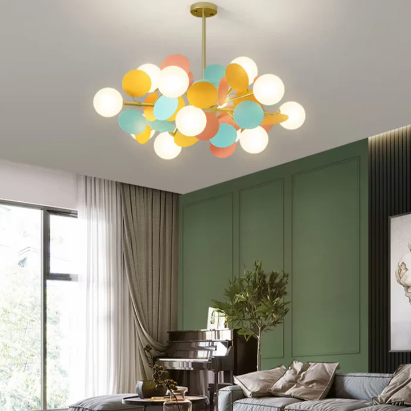 Kleurrijke LED Hanglamp met Glazen Bloemdesign