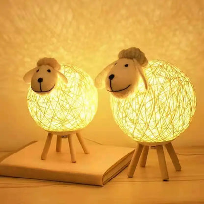 Schaap Nachtlamp – Handgeweven LED Tafellamp met Dimbare Verlichting