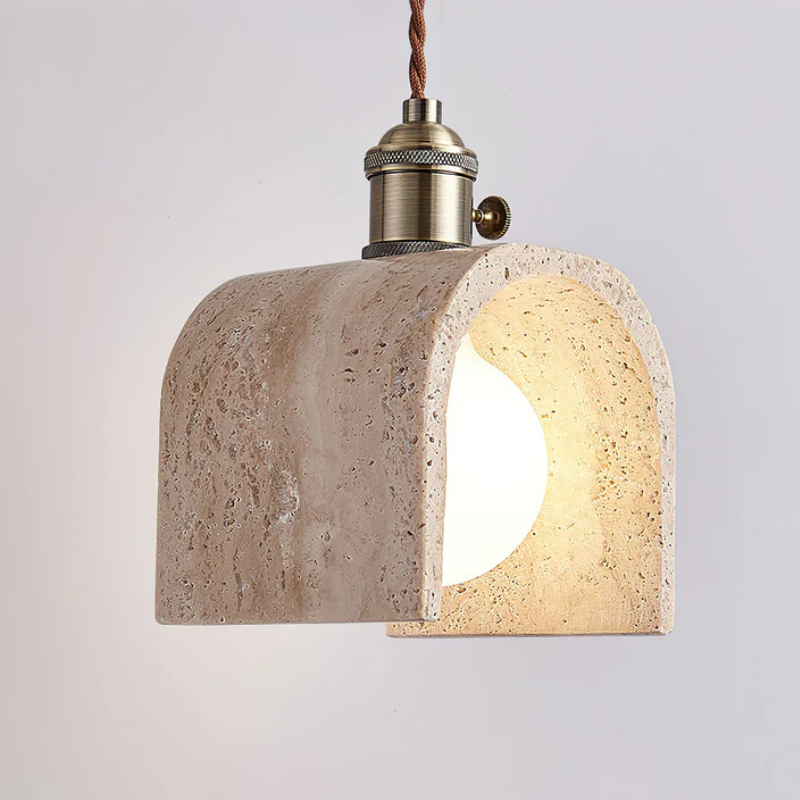 Hanglamp van Geel Travertijn en Goud