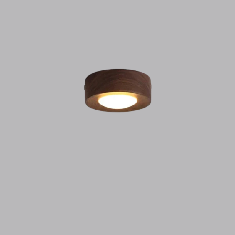 Walnoot Houten Plafondlamp met LED Spotlight