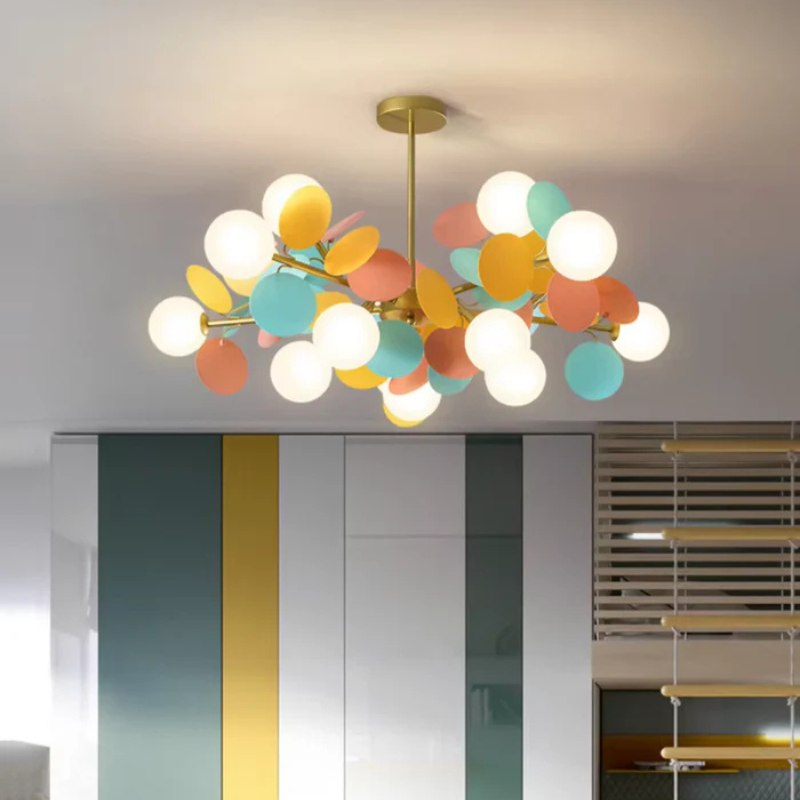 Kleurrijke LED Hanglamp met Glazen Bloemdesign