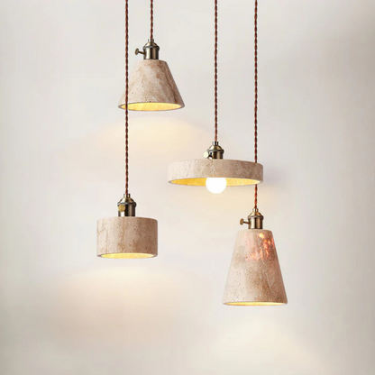 Hanglamp van Geel Travertijn en Goud