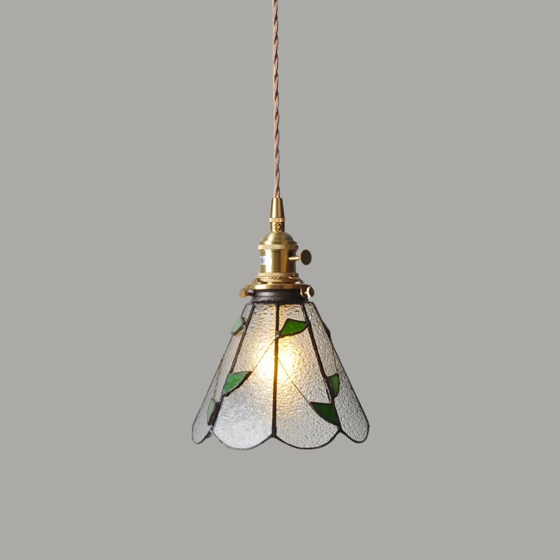 Luxe Walnoothouten Glazen Hanglamp