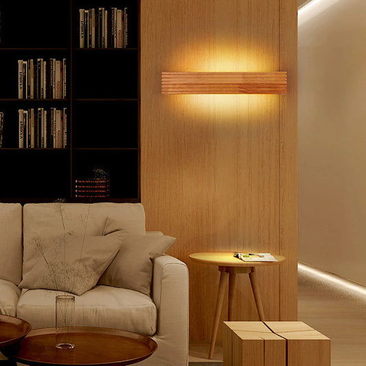 Minimalistische Houten Rustieke LED Wandlamp
