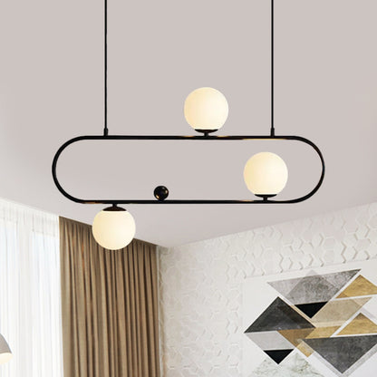 Minimalistische Ovale Glazen Kroonluchter met 3/4 Lichtpunten