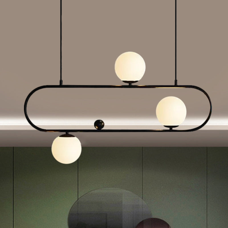 Minimalistische Ovale Glazen Kroonluchter met 3/4 Lichtpunten