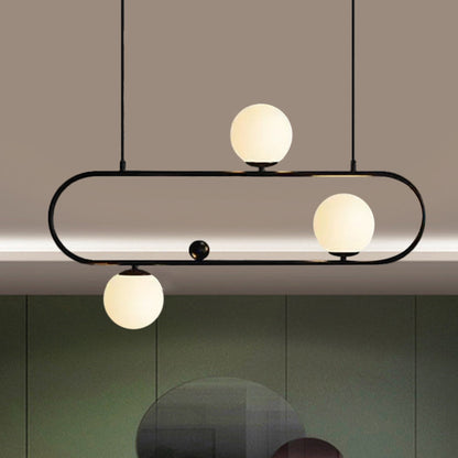 Minimalistische Ovale Glazen Kroonluchter met 3/4 Lichtpunten
