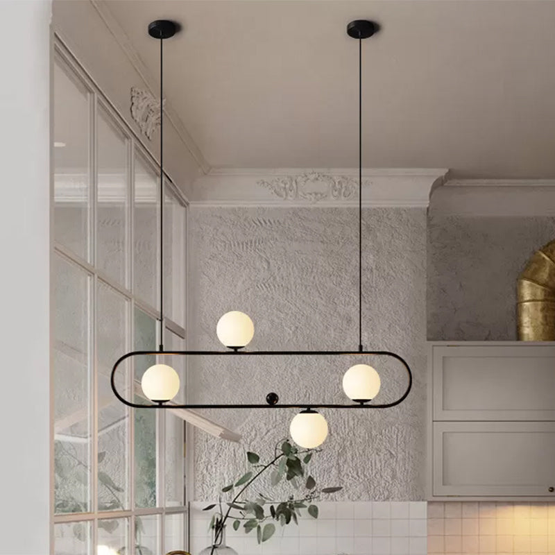 Minimalistische Ovale Glazen Kroonluchter met 3/4 Lichtpunten