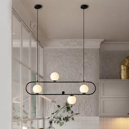 Minimalistische Ovale Glazen Kroonluchter met 3/4 Lichtpunten