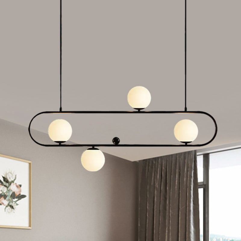 Minimalistische Ovale Glazen Kroonluchter met 3/4 Lichtpunten