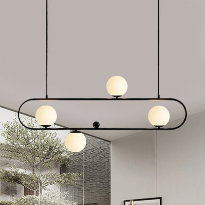 Minimalistische Ovale Glazen Kroonluchter met 3/4 Lichtpunten