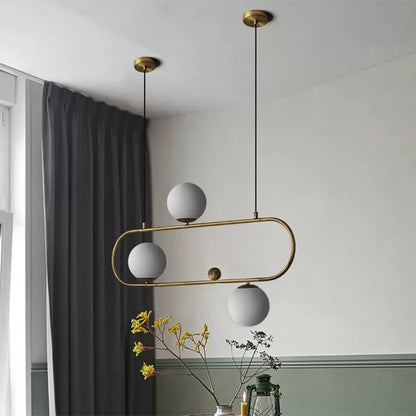 Minimalistische Ovale Glazen Kroonluchter met 3/4 Lichtpunten