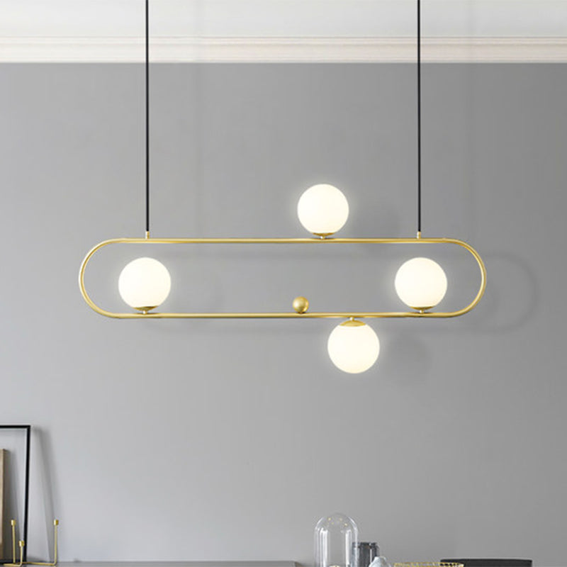 Minimalistische Ovale Glazen Kroonluchter met 3/4 Lichtpunten
