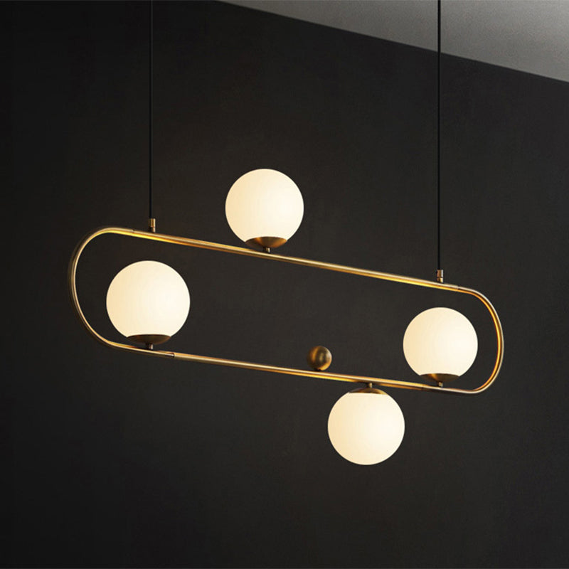 Minimalistische Ovale Glazen Kroonluchter met 3/4 Lichtpunten
