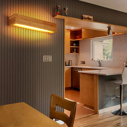 Minimalistische Houten Rustieke LED Wandlamp