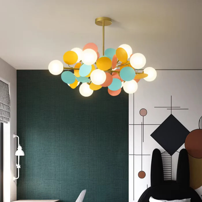 Kleurrijke LED Hanglamp met Glazen Bloemdesign