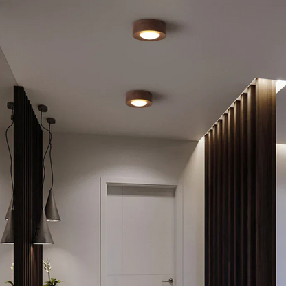 Walnoot Houten Plafondlamp met LED Spotlight