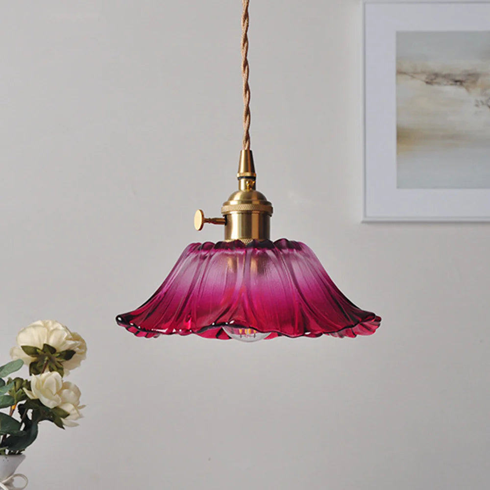 Retro Bloemvorm Glazen Hanglamp