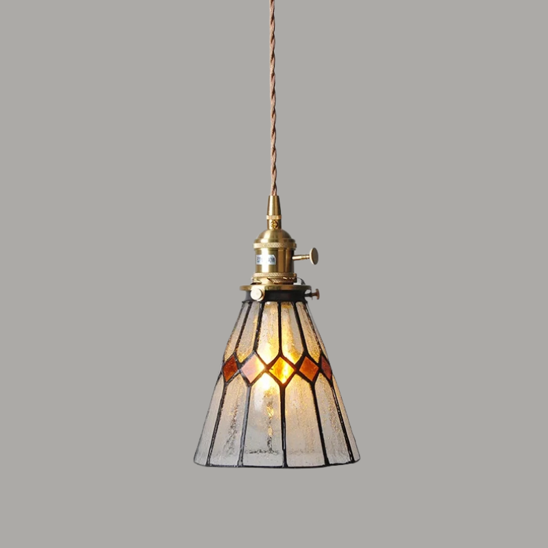 Luxe Walnoothouten Glazen Hanglamp