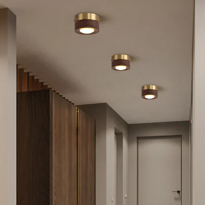 Walnoot Houten Plafondlamp met LED Spotlight