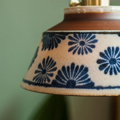 Vintage Keramieken Hanglamp met Koperaccent