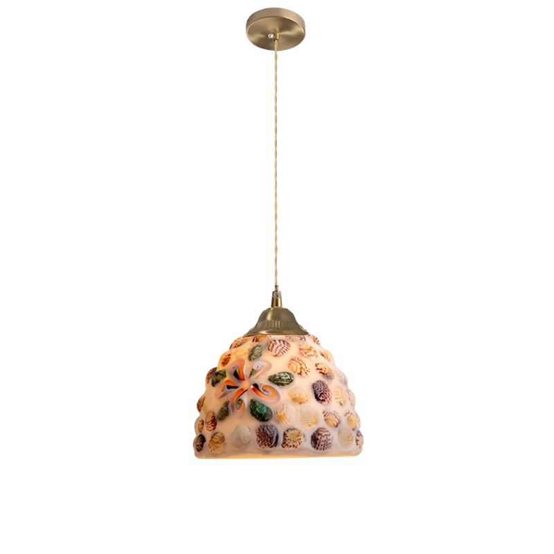 Retro Kleurrijke Schelp Handgemaakt Messing Hanglamp