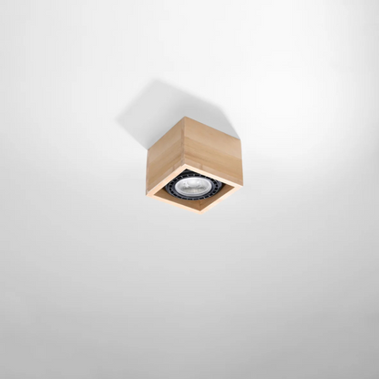 Moderne Vierkante Plafondlamp van Natuurlijk Hout