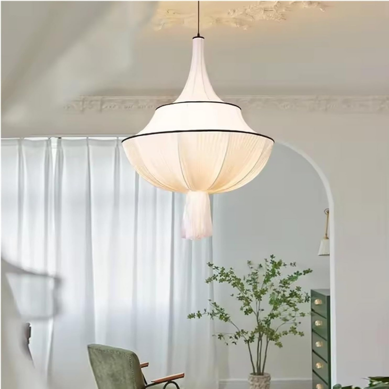 Franse Stijl Stoffen KapHanglamp met Warme Licht
