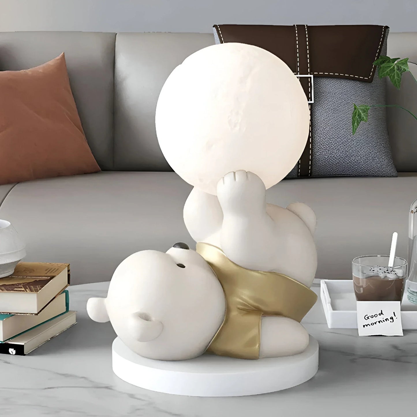 Moderne Betoverende Teddybeer Maan Tafellamp