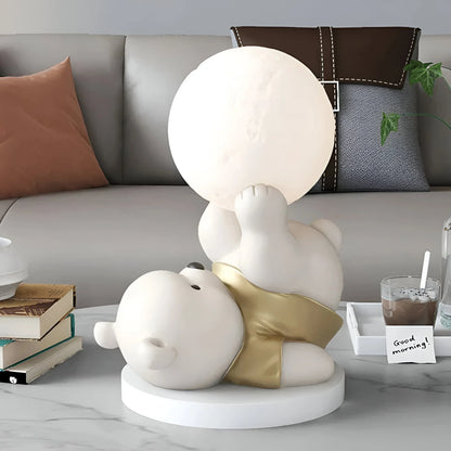Moderne Betoverende Teddybeer Maan Tafellamp