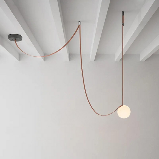Verfijnde Lederen Hanglamp met Warm LED-licht