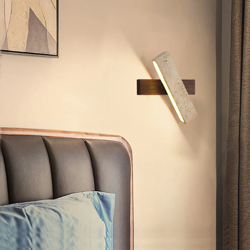 Rectangle Wandlamp van Travertijn & Hout