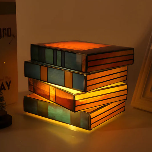 BookGlow Gestapelde Boeken Mozaïek Tafellamp