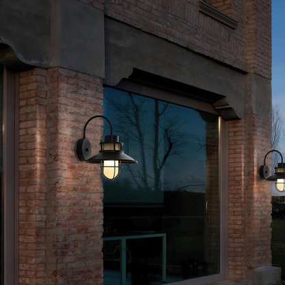 Industriële Zwart Metaal Buitenwandlamp