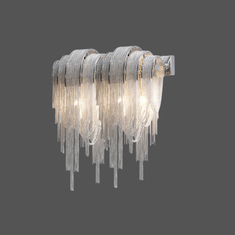Luxe Ambockel Wandlamp met Aluminium Kettingdetails