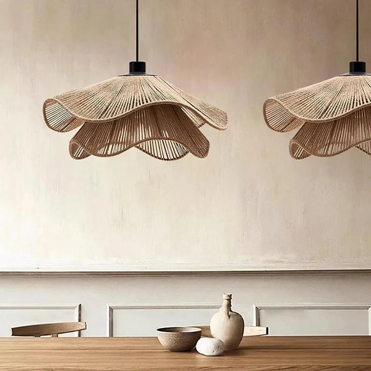Elegant Jute Boho Blauweregen Hanglamp