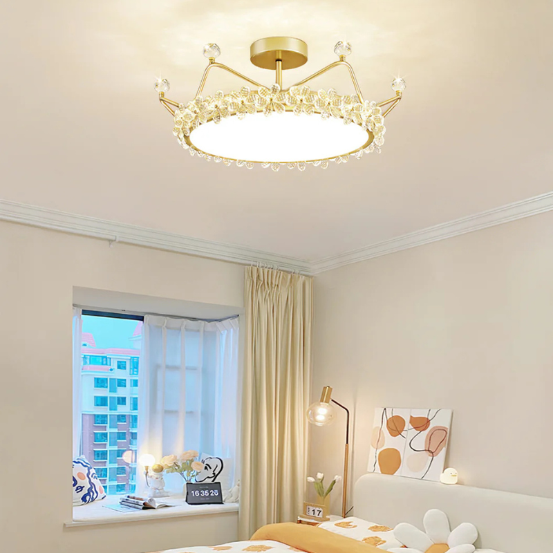 Bloem Bladkroon Plafondlamp met  Gouden Afwerking