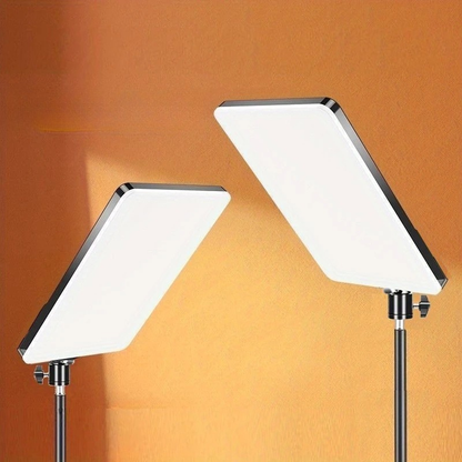 LumaGlow | Live Streaming Plat paneel Ringlamp met Statief en USB-Aansluiting