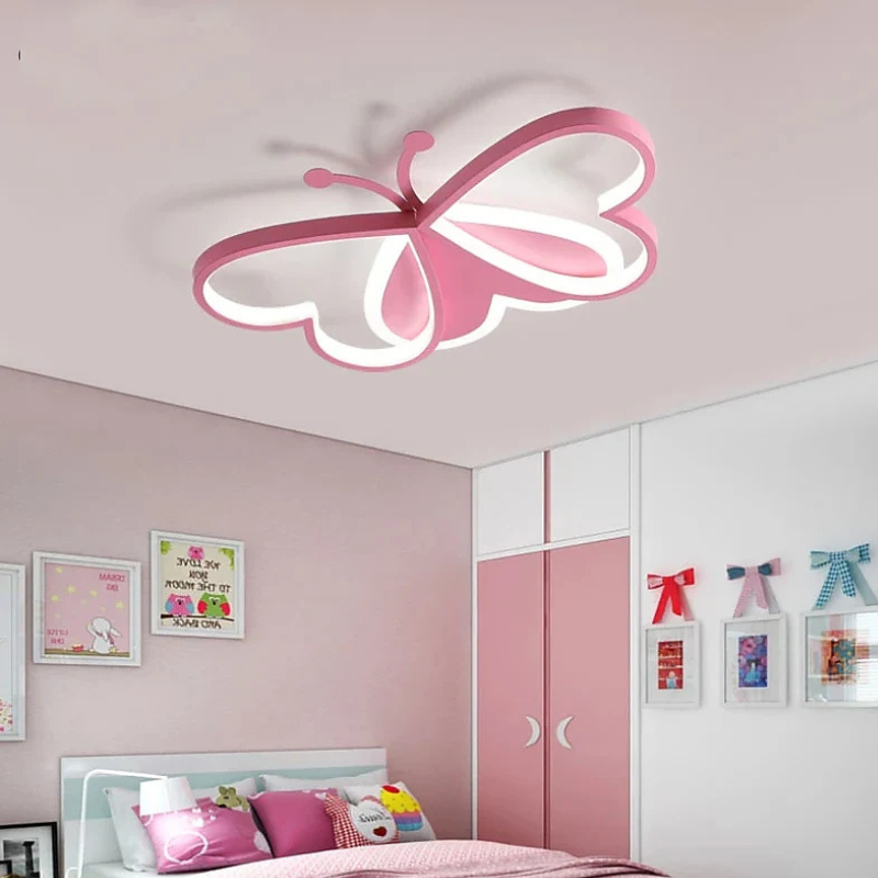 Vlinder Plafondlamp – 3-Kleuren LED – Roze Design voor Kinderkamer en Woonruimte