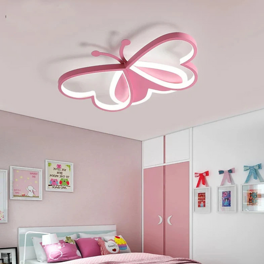 Vlinder Plafondlamp – 3-Kleuren LED – Roze Design voor Kinderkamer en Woonruimte